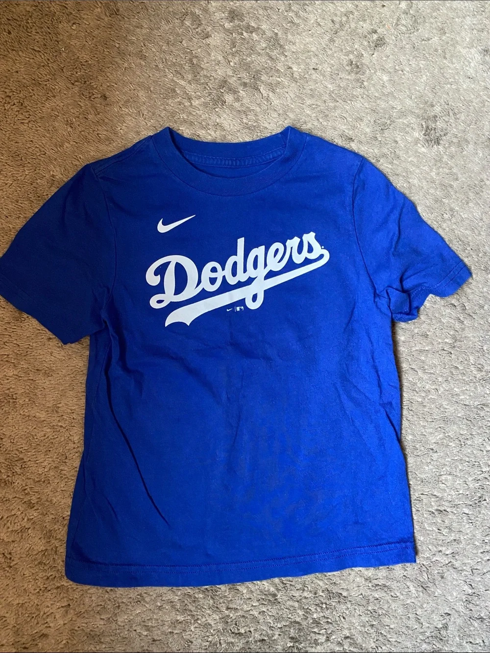 Nike Kids Royal Blue Dodgers Script Tee